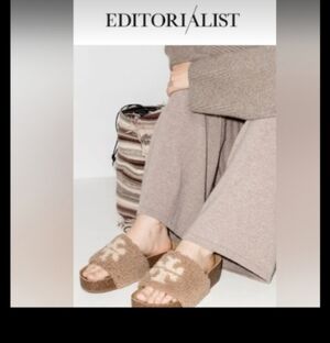 Tory Burch Tan Shearling Slides